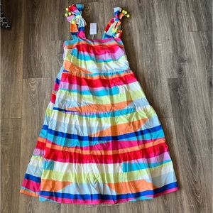 Crosby Small midi dress rainbow stripe NWT